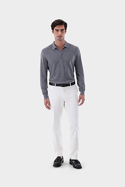 Poloshirt gestrickt mit Langarm und Reiskorn-Struktur günstig online kaufen