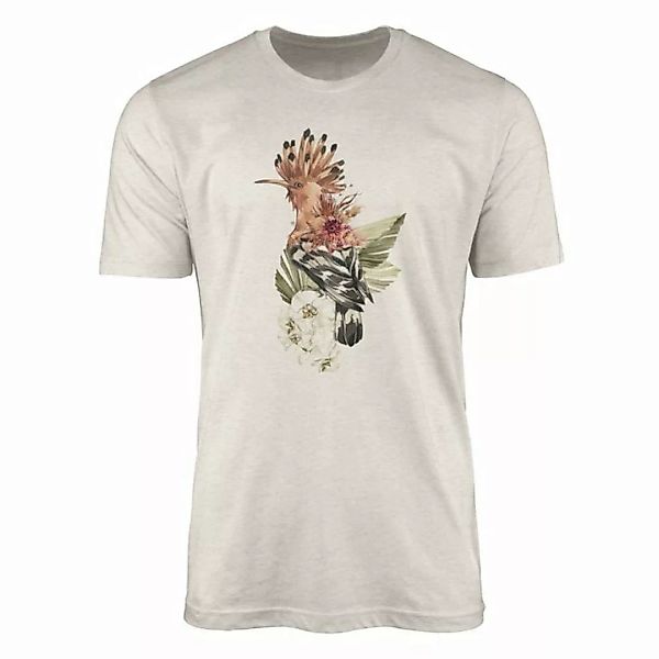 Sinus Art T-Shirt Herren Shirt Organic T-Shirt Aquarell Motiv Wiedehopf Vog günstig online kaufen