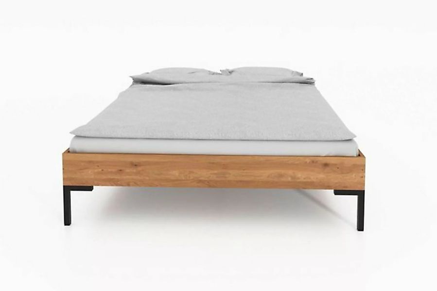 Natur24 Bett Bett Seiba 3 Kernbuche massiv 180x200 ohne Kopfteil Metallbein günstig online kaufen