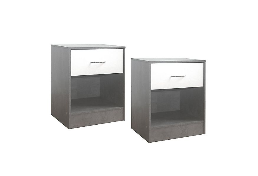 HTI-Living Nachtschrank Nachtschrank 2er Set Thekla Beton/Weiß (Set, 2-St., günstig online kaufen