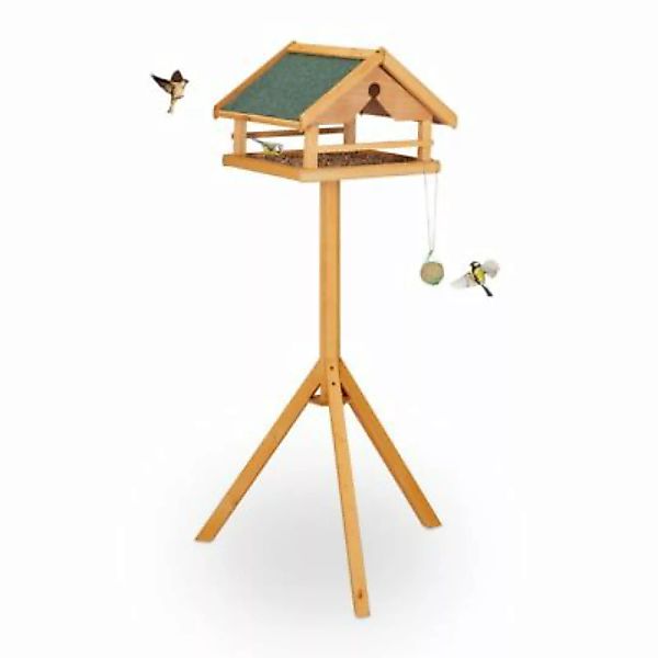 relaxdays Vogelfutterhaus mit Ständer natur günstig online kaufen