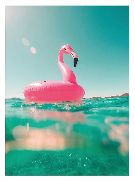 Wall-Art Poster »Flamingo macht Urlaub am Meer«, Poster ohne Bilderrahmen günstig online kaufen