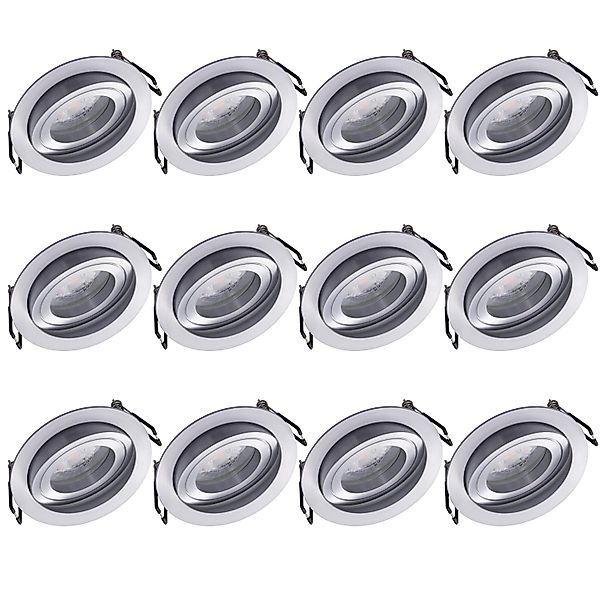 Oktaplex 12er Set Deckeneinbaustrahler Aluminium Lyon Schwenkbar Stufenlos günstig online kaufen