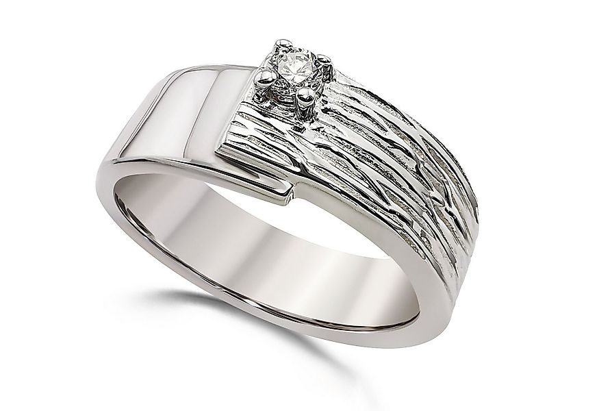 Sternvoll Silberring Rhodinierter Verlobungsring mit Wellenstruktur, 925 St günstig online kaufen