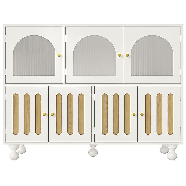 Modernes Sideboard mit Klaviertasten-Design, Runde Säulenbeine, 120×40×90 c günstig online kaufen