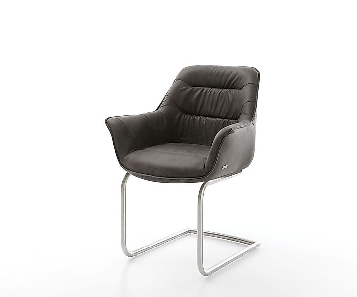 Freischwinger Kaira-Flex Mikrofaser Anthrazit Vintage Freischwinger rund Ed günstig online kaufen
