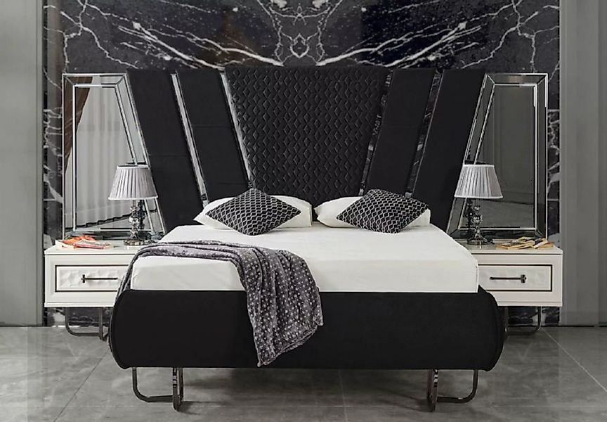 Casa Padrino Bett Casa Padrino Luxus Art Deco Schlafzimmer Set Schwarz / We günstig online kaufen