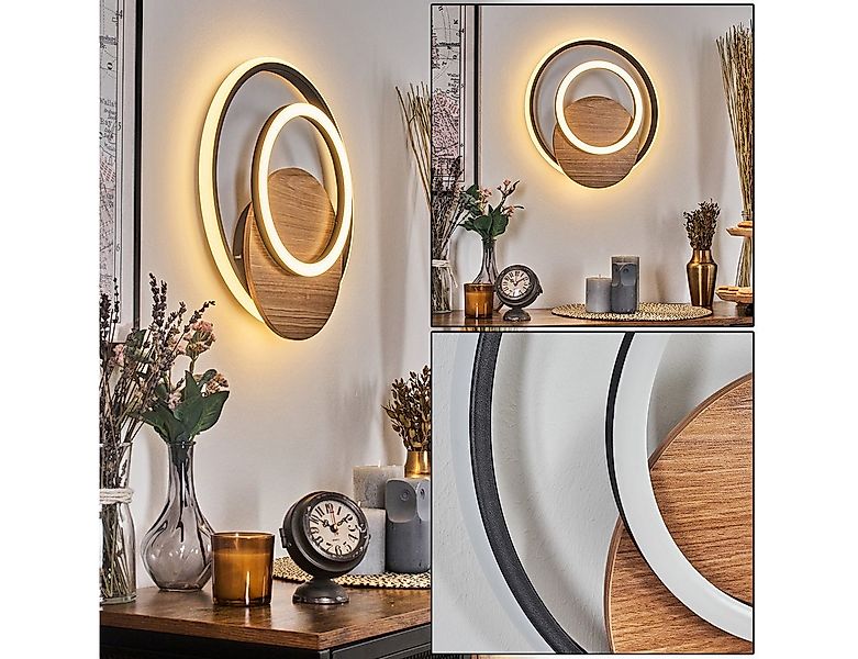 hofstein Wandleuchte Wandlampe aus Metall/Kunststoff in Holzoptik/Schwarz/W günstig online kaufen