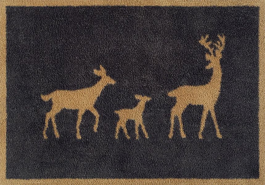 Turtle Mat Fußmatte "Deer Family Gold" rechteckig 9 mm Höhe waschbar und tr günstig online kaufen