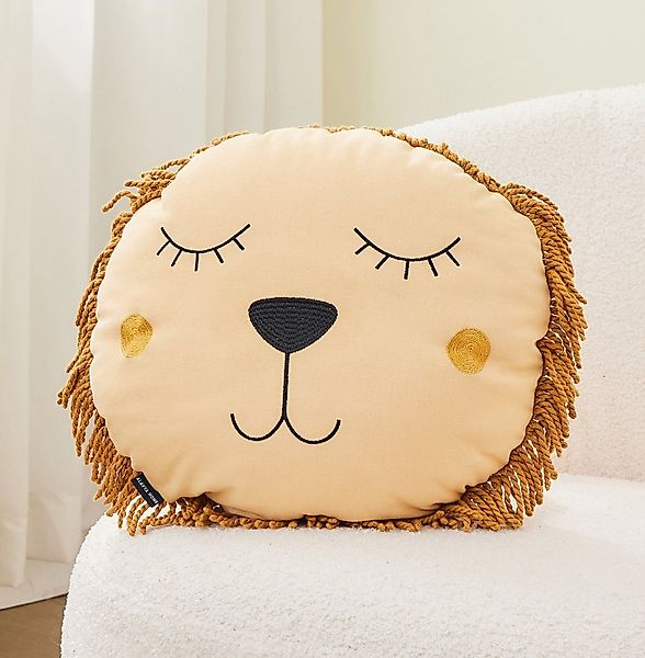 Alavya Home® Dekokissen Kinderkissen Löwe - D35 cm Kuschelkissen Kinder Fla günstig online kaufen