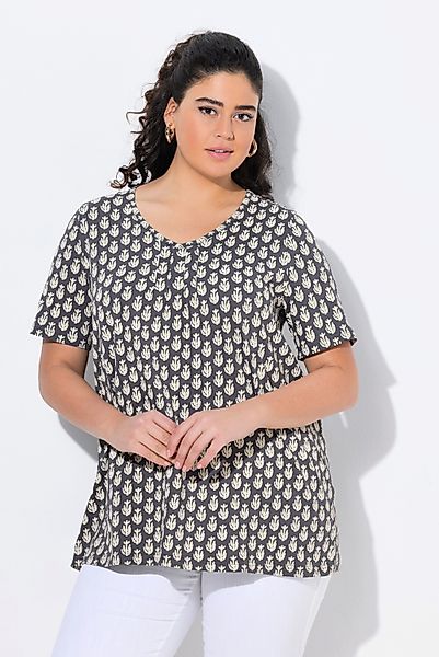 Ulla Popken T-Shirt T-Shirt A-Linie V-Ausschnitt günstig online kaufen