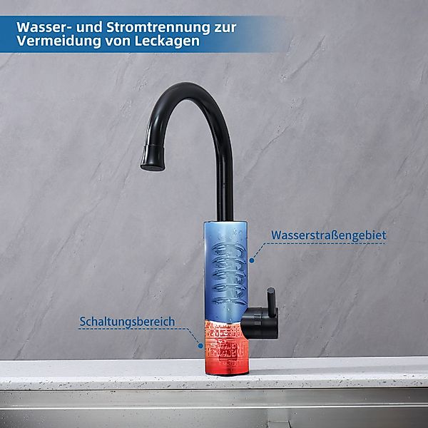 HOMELODY Küchenarmatur mit durchlauferhitzer,küchenarmatur schwarz,Wasserha günstig online kaufen
