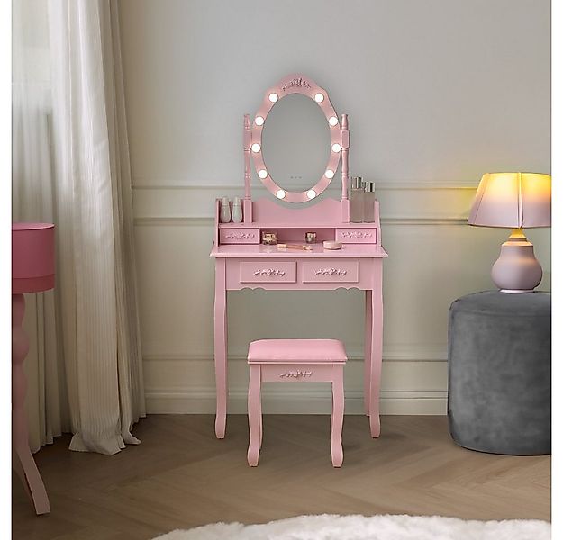 HOME DELUXE Schminktisch ROSY - 149 x 71 x 40 cm  (inkl. Hocker & Spiegel), günstig online kaufen