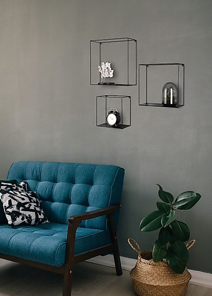 MIRRORS AND MORE Wandregal "Rita" Set, 3 tlg. Dekorative Regale, Metallrahm günstig online kaufen