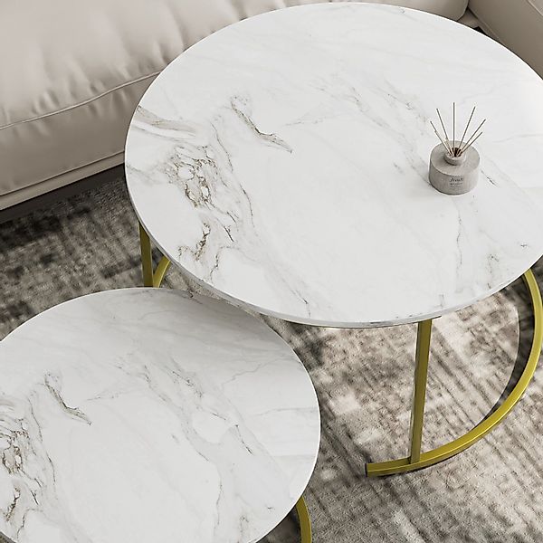 HEYZOEY Couchtisch Couchtisch Rund 2er Set, günstig online kaufen