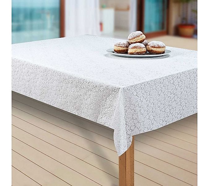 laro Tischdecke Wachstuch-Tischdecken Abwaschbar Vinyl Weiß. Röschen rechte günstig online kaufen