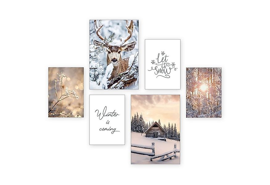 Kreative Feder Poster Winter, Natur (Set, 6 St), 6-teiliges Poster-Set, Wan günstig online kaufen