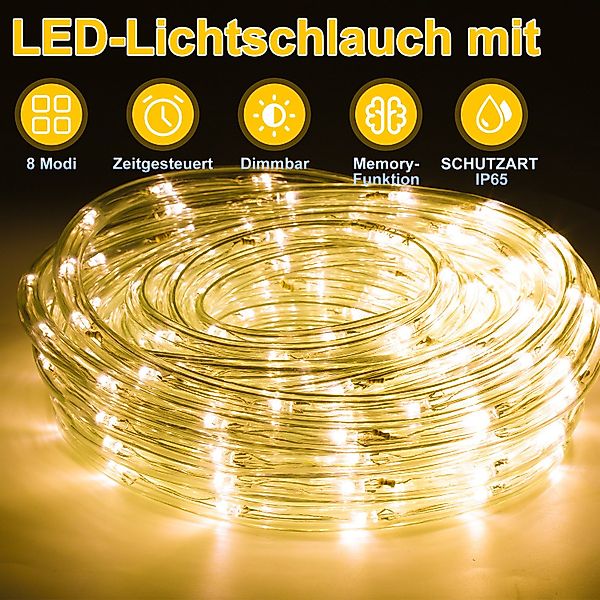Clanmacy LED-Lichterkette 20M lichtschlauch Beleuchtung Warmweiß günstig online kaufen