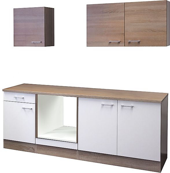 Flex-Well Küchenzeile 210 cm ohne E-Geräte Florida Weiß - Sonoma Eiche günstig online kaufen