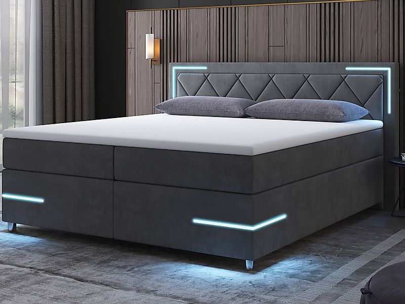 wonello Boxspringbett Arizona, mit LED Beleuchtung günstig online kaufen