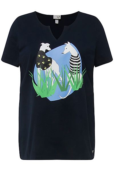 Ulla Popken T-Shirt T-Shirt Wildhund A-Linie günstig online kaufen
