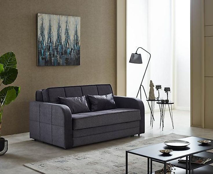 Funktionssofa inkl. Schlaffunktion und Bettkasten Grau günstig online kaufen