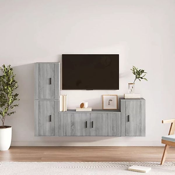 Vidaxl 4-tlg. Tv-schrank-set Grau Sonoma Holzwerkstoff günstig online kaufen