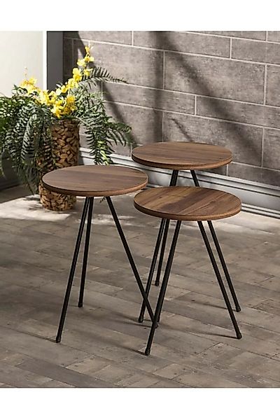 en.casa Couchtisch (3-St), 3er-Set Satztische 33 x 33 cm Spanplatte/metall/ günstig online kaufen