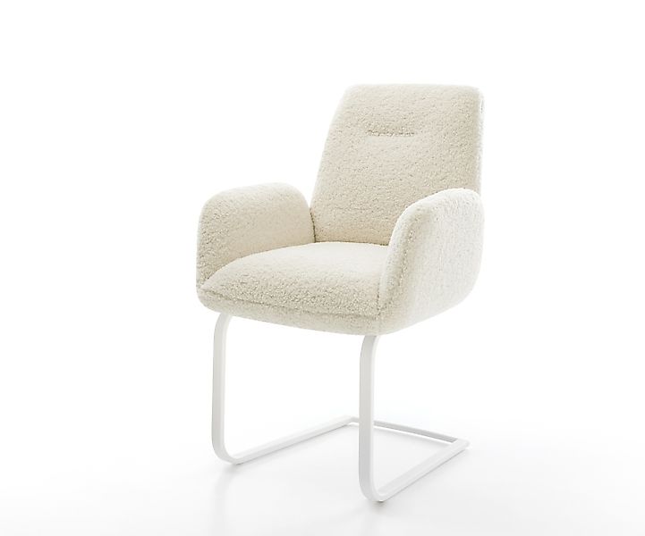 Freischwinger Zoa-Flex Teddystoff Beige Freischwinger flach Weiß Taschenfed günstig online kaufen