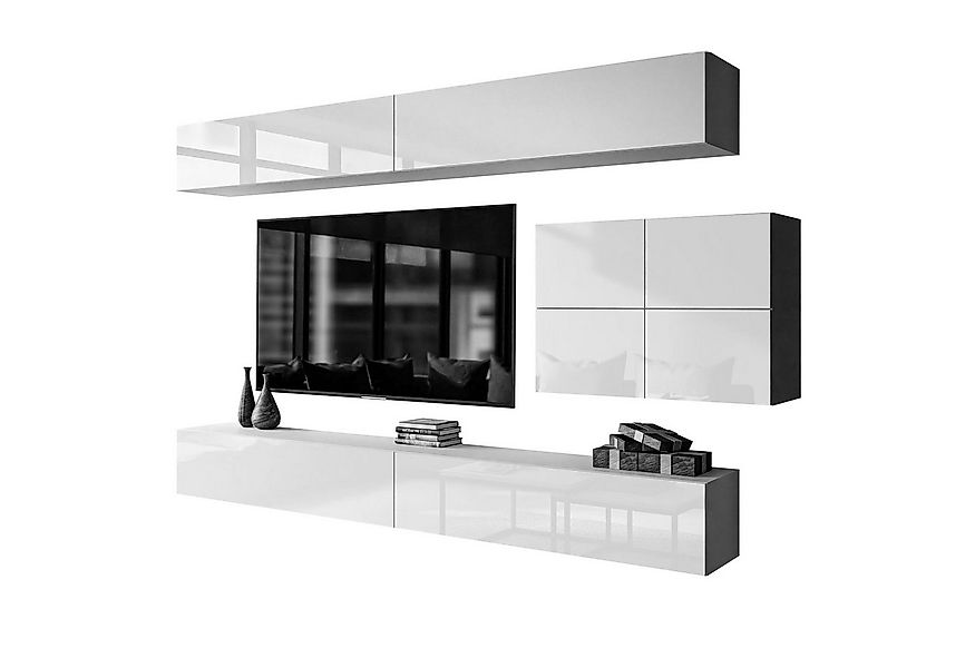 Lookway Wohnwand COLGANTE IV Elegante Hochglanz-Schrankwand mit LED Belucht günstig online kaufen