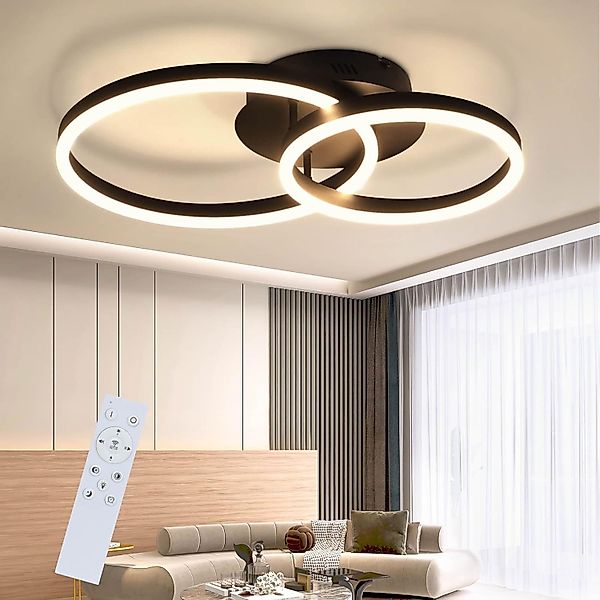 ZMH LED Deckenleuchte Dimmbar Schwarz/Gold Ringe günstig online kaufen