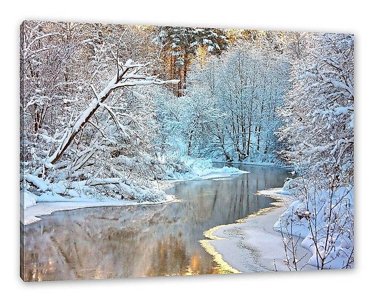 Pixxprint Leinwandbild Atemberaubende Winterlandschaft, Atemberaubende Wint günstig online kaufen