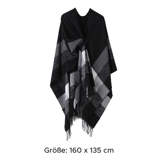 Refttenw Poncho Damen Warmer Winterschal Fransentuch günstig online kaufen