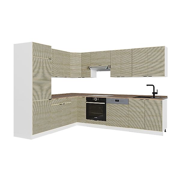 Vicco Fame-Line Eckküche Eiche Paneel/Weiß 227 x 287 cm AP Eiche günstig online kaufen