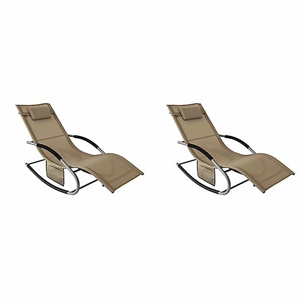 SoBuy Sonnenliege 2-er Set mit Tasche Garten Metall Kunstfasergewebe Braun günstig online kaufen