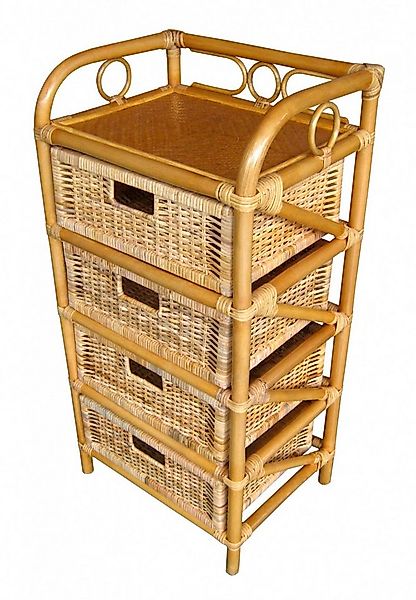 Rattani Standregal Rattanregal mit 4 Schüben, Korbregal mit Schub Fb. honig günstig online kaufen