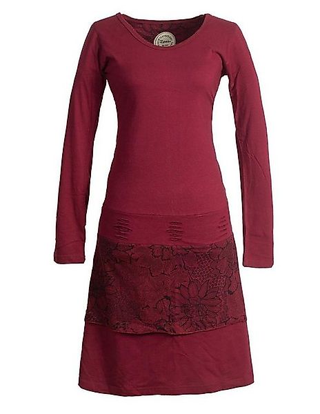 Vishes Jerseykleid Lagenlook Langarm Kleid mit Blumen-Spitze bedruckt Elfen günstig online kaufen