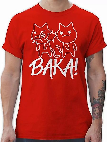Shirtracer T-Shirt Baka! mit Katzen - weiß Anime Geschenke günstig online kaufen