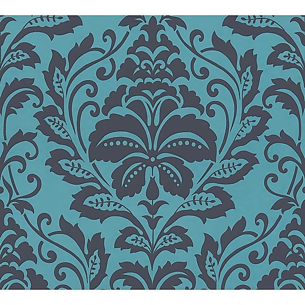 PROFHOME 369105-GU Barock Tapete Barock glänzend Blau Schwarz Grau 0,53 m x günstig online kaufen