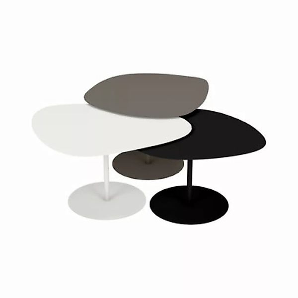 Satz-Tische Galet OUTDOOR metall weiß schwarz / 3er-Set -  Aluminium - Mati günstig online kaufen