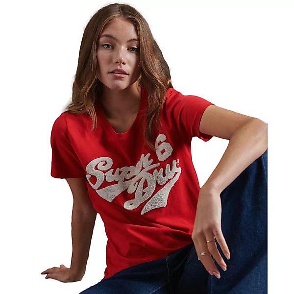 Superdry Collegiate Chenille Kurzarm T-shirt L Rouge Red günstig online kaufen