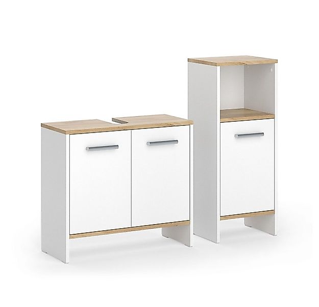Vicco Badmöbel-Set Karli, Weiß/Goldkraft Eiche, 2 Teile, (2-St., 2er Set) günstig online kaufen