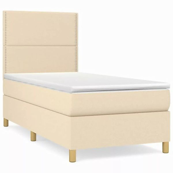 vidaXL Boxspringbett Boxspringbett mit Matratze Creme 100x200 cm Stoff Bett günstig online kaufen