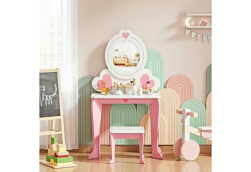 TLGREEN Schminktisch, 2-in-1 Kinderschminktisch mit Spiegel (Puppenschminkt günstig online kaufen