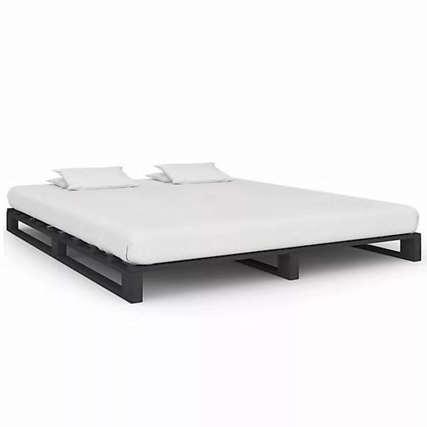 furnicato Bett Palettenbett Grau Massivholz Kiefer 200×200 cm günstig online kaufen