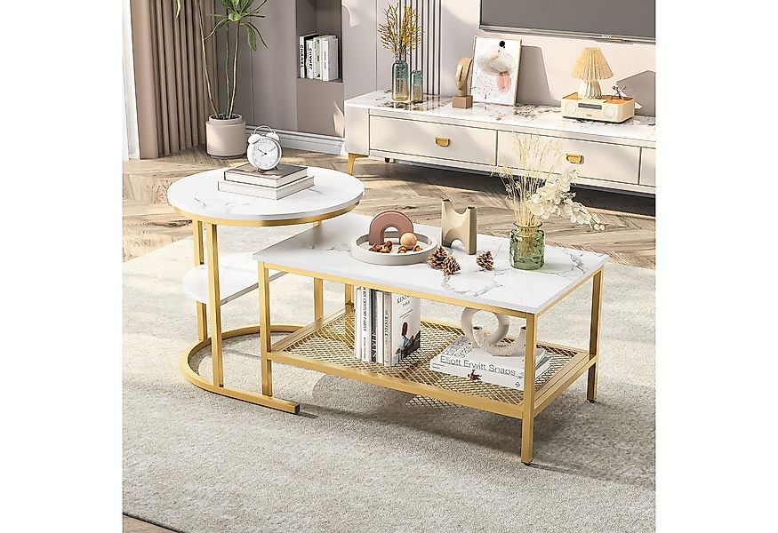 Furnishings Home Couchtisch rund Kaffeetisch Beistelltisch Satztische 2er S günstig online kaufen