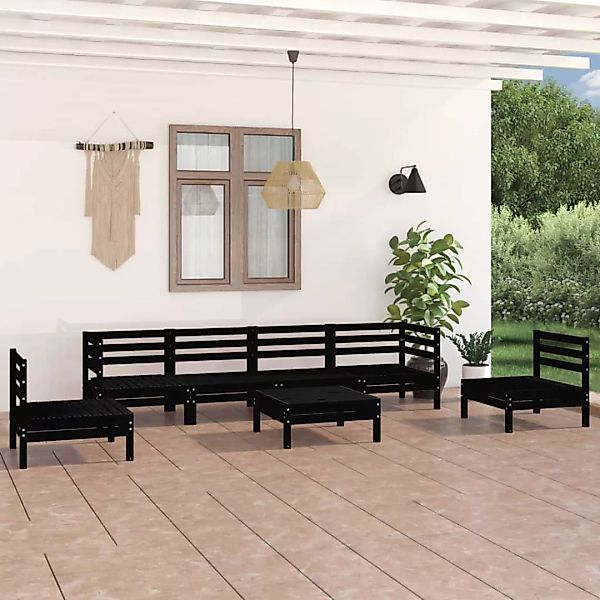 7-tlg. Garten-lounge-set Schwarz Massivholz Kiefer günstig online kaufen