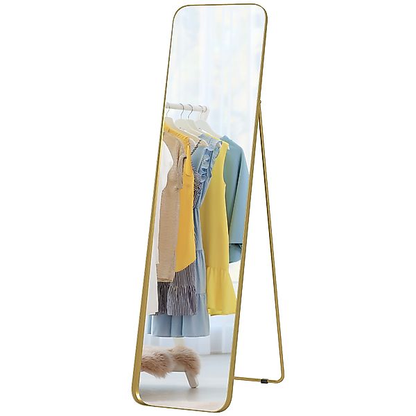 HOMCOM Ganzkörperspiegel 160 x 40 cm verjüngender Standspiegel mit Metallra günstig online kaufen