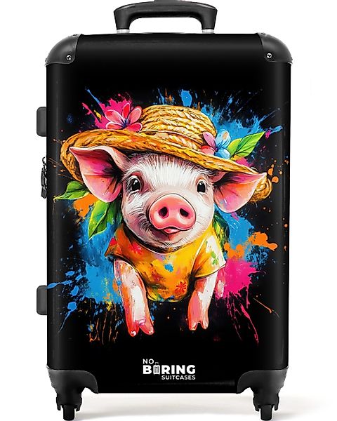 NoBoringSuitcases.com© Hartschalen-Trolley Lustiges Schwein mit Hut günstig online kaufen
