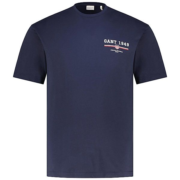 Gant T-Shirt mit Label-Print Farbe dunkelblau Größe: 4XL günstig online kaufen